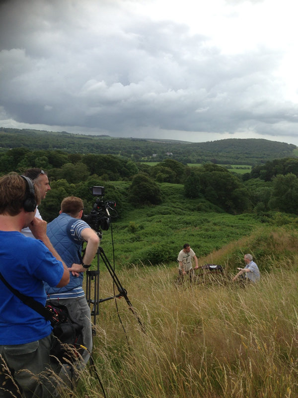 Cwmna Da TV filming at Trusty's Hill